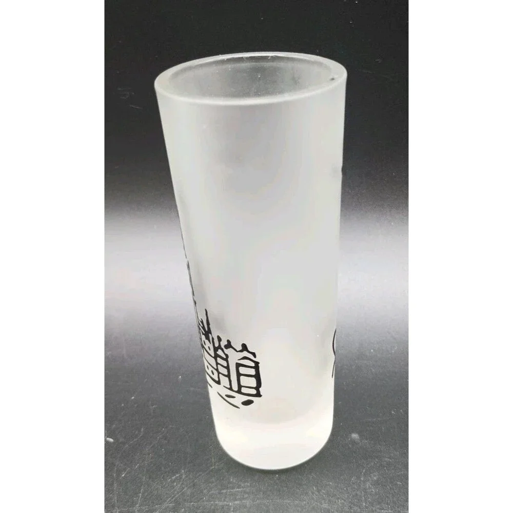 Vtg Brussels Amsterdam Souvenir Frosted Tall Shot Glass
